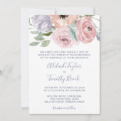 Dusty Rose Florals Formal Wedding Einladung (Vorderseite)