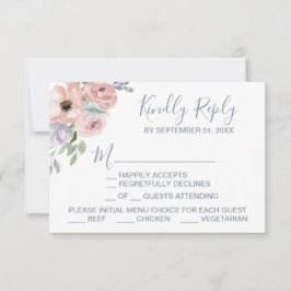 Dusty Rose Florals Menü Auswahl RSVP Karte