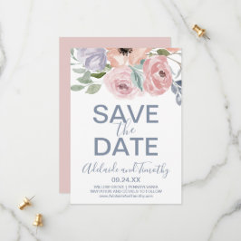 Dusty Rose Florals Save the Date Card