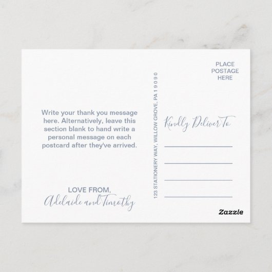 Dusty Rose Florals Vielen Dank Postkarte (Rückseite)