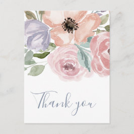 Dusty Rose Florals Vielen Dank Postkarte