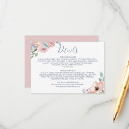 Dusty Rose Florals Wedding Details Card Begleitkarte