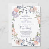 Dusty Rose Florals Wedding Einladung (Vorderseite)
