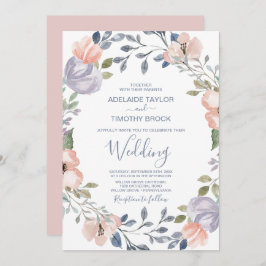 Dusty Rose Florals Wedding Einladung