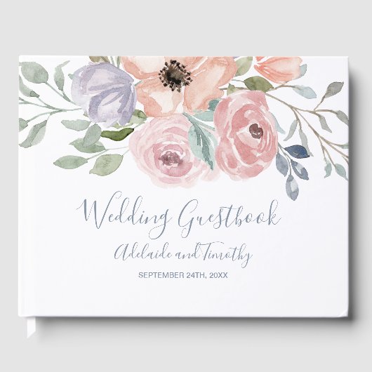 Dusty Rose Florals Wedding Gästebuch (Vorderseite)