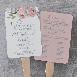 Dusty Rose Florals Wedding Program Fächer