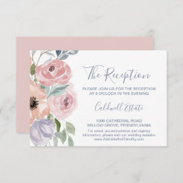 Dusty Rose Florals Wedding Reception Card Begleitkarte