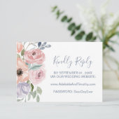 Dusty Rose Florals Wedding Website RSVP Card Karte (Stehend Vorderseite)