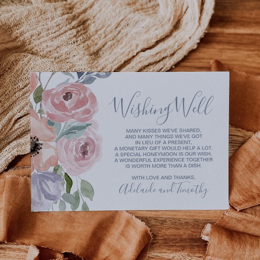 Dusty Rose Florals Wedding wünscht gut Begleitkarte