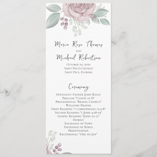 Dusty Rose Florenz Blume Elegante Programm (Vorderseite)