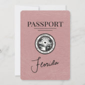 Dusty Rose Florida Passport Hochzeit Einladung (Rückseite)