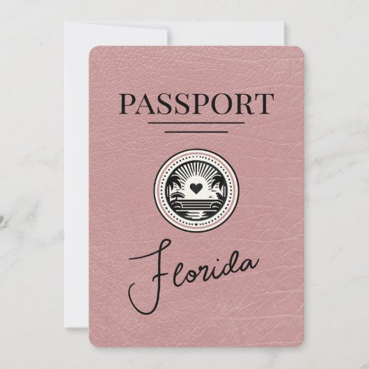 Dusty Rose Florida Passport Save the Date (Vorderseite)
