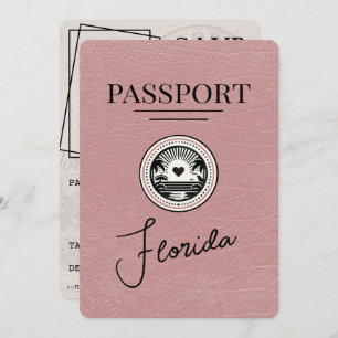 Dusty Rose Florida Passport Save the Date