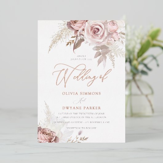 Dusty Rose Foil Parco delle camelie Locarno Folieneinladung (Stehend vorne)