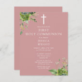 Dusty Rose Foliage Erste Einladung zur Heiligen Ko Postkarte (Vorne/Hinten)