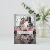 Dusty Rose Foto Blumenerbehandlungen Save the Date Postkarte (Stehend Vorderseite)
