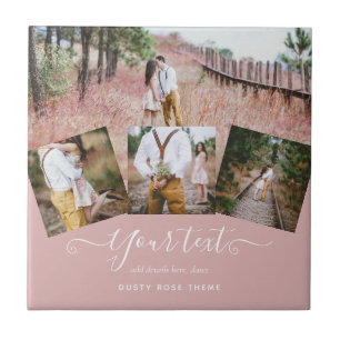 Dusty Rose FOTO COLLAGE Custom WEDING GIFT Fliese