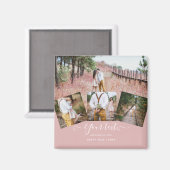 Dusty Rose FOTO COLLAGE Custom WEDING GIFT Magnet (Vorderseite/Rückseite)