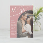 Dusty Rose Foto Hochzeit Einladung QR Code (Stehend Vorderseite)