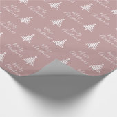 Dusty Rose Frohe Weihnachtsbaum Geschenkpapier (Ecke)