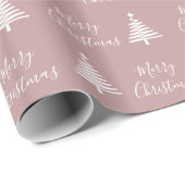 Dusty Rose Frohe Weihnachtsbaum Geschenkpapier (Rolleneckpunkt)