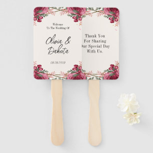 Dusty Rose Geometric Floral Wedding Vielen Dank Fächer