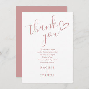 Dusty Rose Girl Baby Shooting Script Herzgedicht Dankeskarte