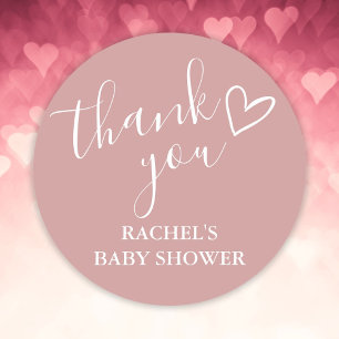 Dusty Rose Girl Baby Shower Skript Herzlichen Dank Runder Aufkleber