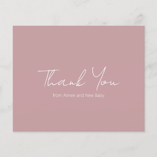 Dusty Rose Girl Budget Kinderdusche Danke Karte (Vorderseite)