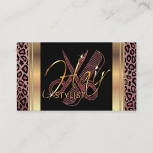 Dusty Rose Glitzer Hair Stylist Design Visitenkarte