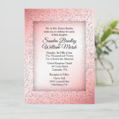 Dusty Rose Glitzer Hochzeit Einladung (Stehend Vorderseite)