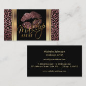 Dusty Rose Glitzer Lippen auf der Leopardenhaut Visitenkarte (Vorne/Hinten)