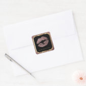 Dusty Rose Glitzer Lips und stilvoller Gold Schrif Quadratischer Aufkleber (Umschlag)