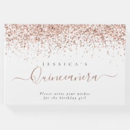 Dusty Rose Glitzer Quinceanera Gästebuch