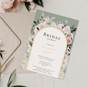 Dusty Rose Gold Arch Sage Einfaches Brautparty Einladung