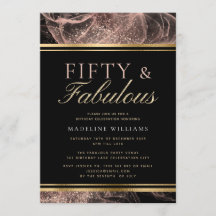 Dusty Rose Gold Black Fifty & Fabulous Geburtstag