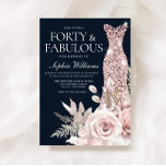 Dusty Rose Gold Blush Dress Floral 40. Geburtstag Einladung<br><div class="desc">Dusty Rose Gold Blush Dress Floral 40. Geburtstag Einladung Siehe Matching Kollektion in Nest und Nest Store Vielen Dank</div>