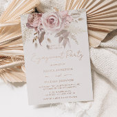 Dusty Rose Gold Blush Floral Engagement Party Folieneinladung