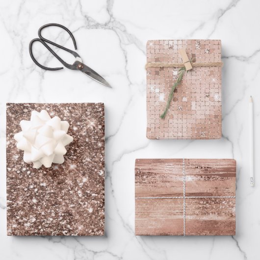 Dusty Rose Gold Blush Glitzer Frische Pasta machen Geschenkpapier Set (Vorderseite)