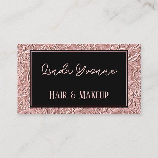 Dusty Rose Gold Blush Rosa Blumenmuster Visitenkarte (Vorderseite)