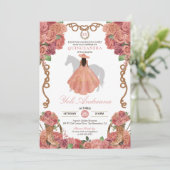 Dusty Rose Gold Blush Western Charro Quinceañera Einladung (Stehend Vorderseite)