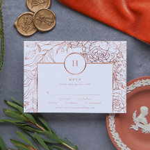 Dusty Rose Gold Classic Monogram Wreath Wedding