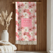 Dusty Rose Gold Custom Name Floral Cozy Blanket Fleecedecke