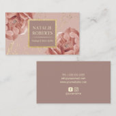 Dusty Rose Gold Floral Makeup Artist Friseur Salon Visitenkarte (Vorne/Hinten)