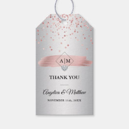 Dusty Rose Gold Foil Heart Wedding Vielen Dank Geschenkanhänger