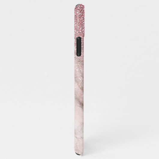 Dusty Rose Gold Glitzer Rosa Marmormuster iPhone Hülle (Rechte Seite)