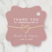 Dusty Rose Gold Heart Wedding Geschenkanhänger (Rückseite)