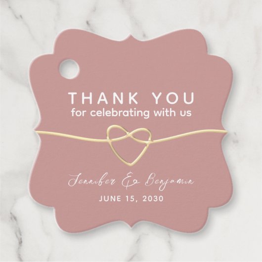 Dusty Rose Gold Heart Wedding Geschenkanhänger (Vorderseite)