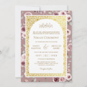 Dusty Rose Gold Islamisches Muster muslimische Hoc Einladung (Vorderseite)