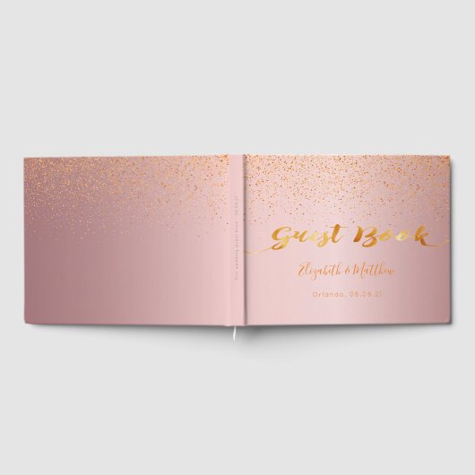 Dusty Rose gold Konfetti Hochzeit Gästebuch (Voll)